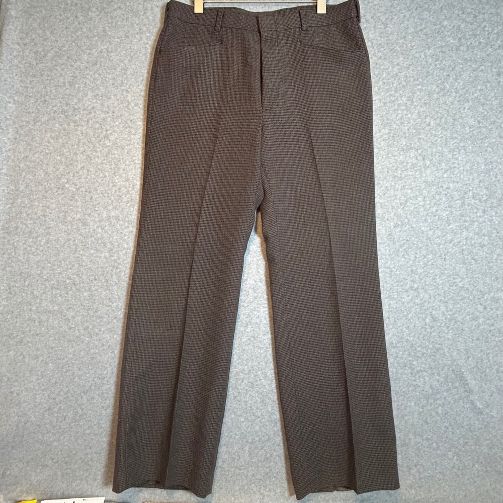 VTG 70s 80s Levi's Action Slacks Brown Mens Pants USA 33x31 Houndstooth Trousers